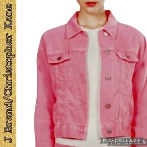 JACKET Denim J BRAND/CHRISTOPHER KANE "Neon Pink"/Peach Button Front Sz Lrg